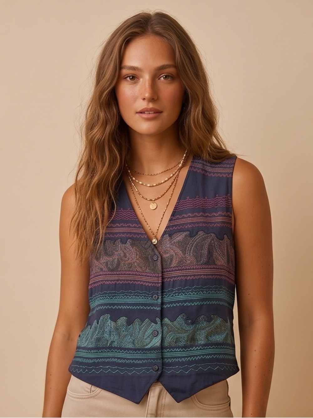 Vintage René Derhy Paris Tapestry embroidered Vest